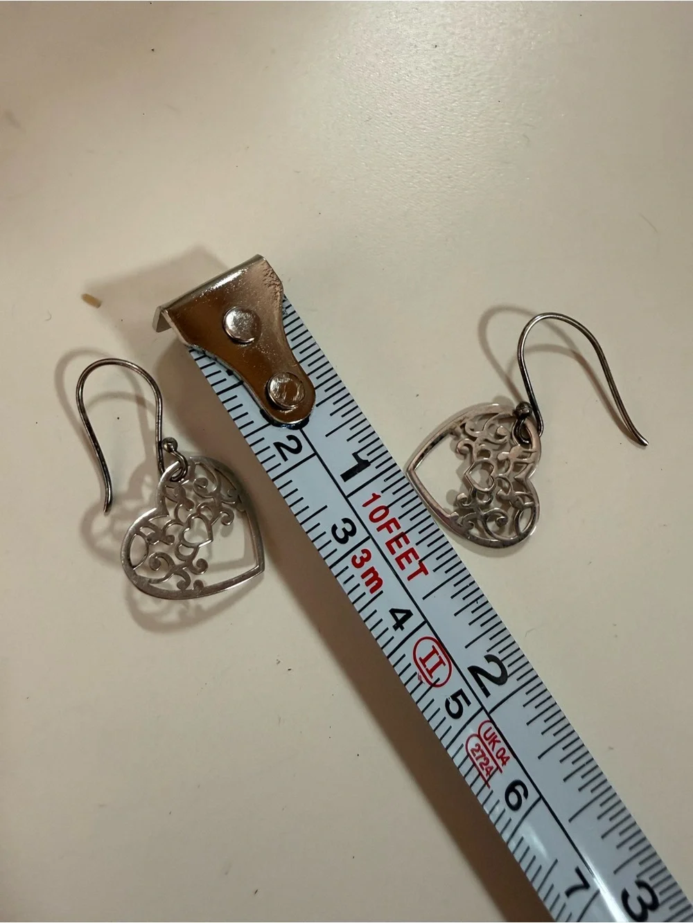 Vintage sterling silver Mexico ATI Filagree southwestern heart Dangle earrings